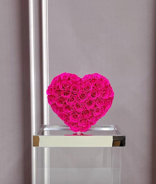特别定制网红款迷你镜面底立体心永生花玫瑰花生日礼物饰品装饰摆设 商品图2