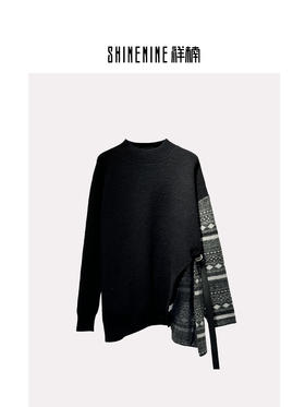 S432843243慵懒拼接针织衫