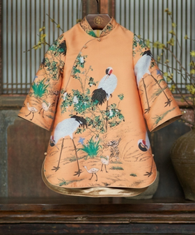 盛唐牡丹 |仙鹤斜襟女童夹棉上衣