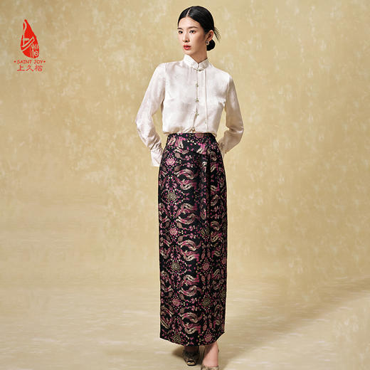 SAINTJOY/上久楷 女式宋锦半身裙 中国风 复古 凤凰于飞 CY1094207002 商品图1
