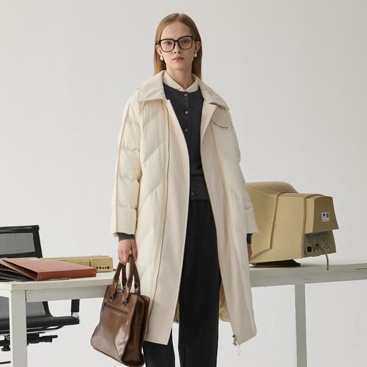 谜底立领大廓形羽绒服女2024冬款时尚气质风衣感鹅绒服244MY1459 商品图0