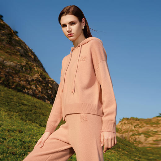 【运动针织羊绒套衫】羊绒世家秋冬新品100%山羊绒针织连帽运动套衫 商品图1