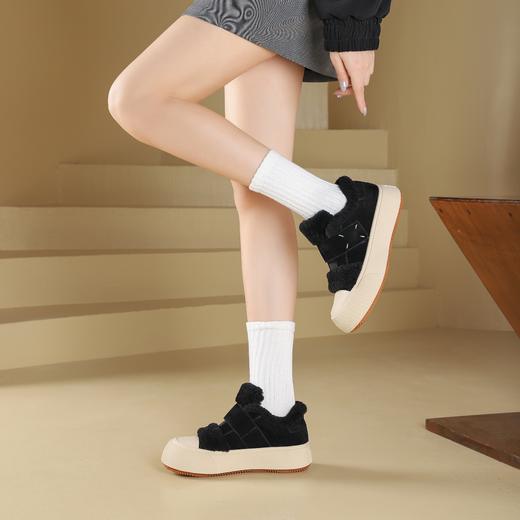 westory2024年秋冬新款休闲风厚底平跟百搭短靴毛毛板鞋S24DM84811 商品图7