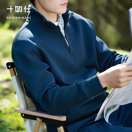 十如仕针织半拉链暖燚绒空气棉保暖卫衣-LS07 商品图1