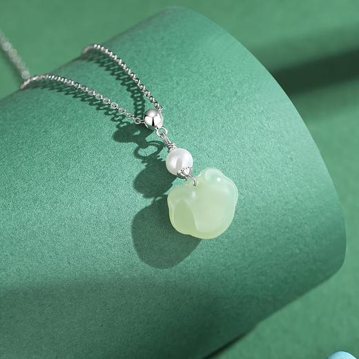 Winy925纯银玉锁平安和田玉仿珍珠项链配证书新中式国风送女友闺蜜节日生日礼物 商品图1