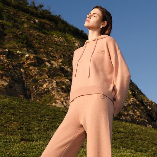 【运动针织羊绒套衫】羊绒世家秋冬新品100%山羊绒针织连帽运动套衫 商品图2