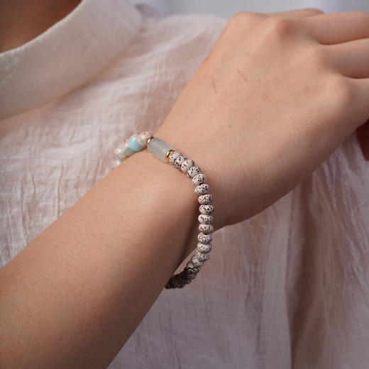 「第2条半价！原创设计」星月菩提手链 寿山石diy手工玉石手串清新女闺蜜礼物时尚饰品 商品图3