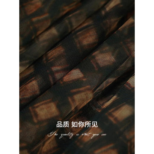 COCOBELLA双层网纱混搭风不规则大摆半身裙女格纹长裙HS3086 商品图4