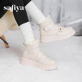 Safiya/索菲娅2024冬季魔术贴加绒保暖厚底圆头时尚百搭休闲短靴 SF44118233