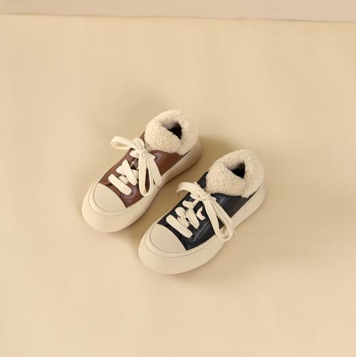 westory2024年秋冬新款休闲风厚底平跟百搭短靴毛毛板鞋S24DM8480101B 商品图3