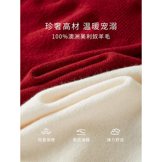 【年货节】熙世界100美利奴羊毛衫半高领毛衣女秋冬新款套头针织打底衫内搭 商品图3