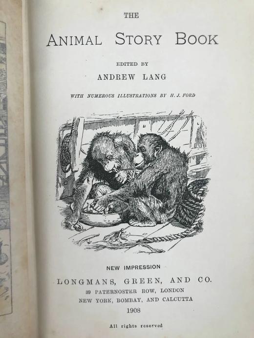 1908年 安德鲁·朗格《动物故事集》 60余幅插图 漆布精装32开 商品图3