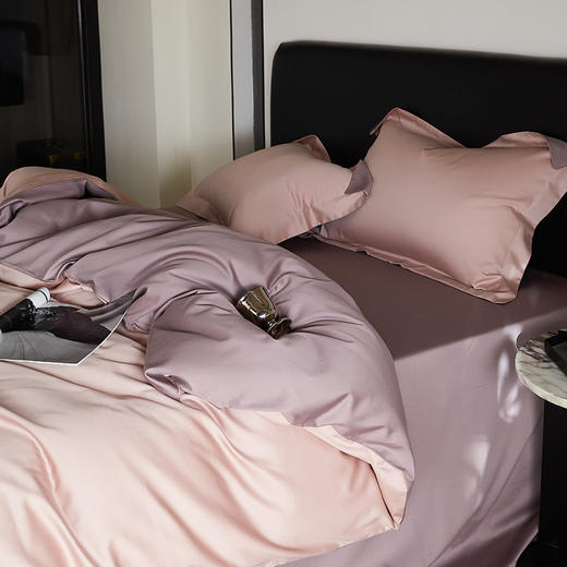 【品牌直发】加倍生活  50s双股纯棉贡缎四件套 A类轻奢纯色  全棉被套 高级感床单床笠款套件 商品图2