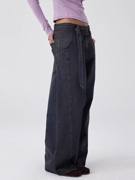 Simple Project/K242100/双腰带棕色剑道牛仔长裤 商品图2