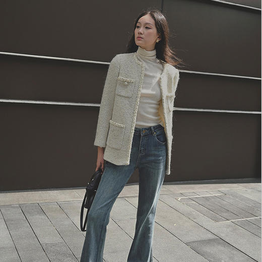 【顺丰包邮】00134 洛诗琳高定*绵羊毛银丝混纺小香风外套女03016 商品图3