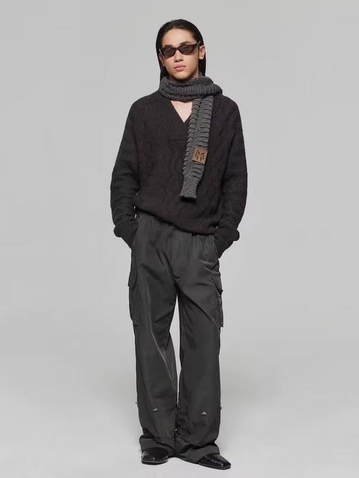 Simple Project/M23141/羊毛混纺菱形花纹V领长袖套头毛衣针织衫 商品图2