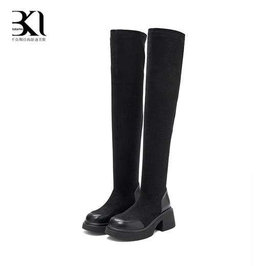 BAKERLOO女鞋牛皮弹力绒过膝长靴 商品图2
