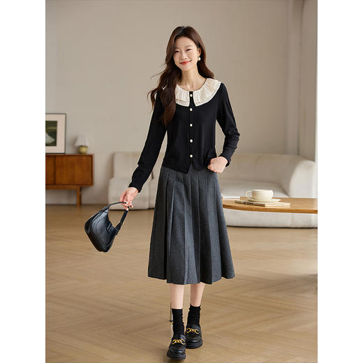 【1件75折】熙世界法式娃娃领衬衫女设计感洋气小衫别致针织上衣2025秋冬新款 商品图4