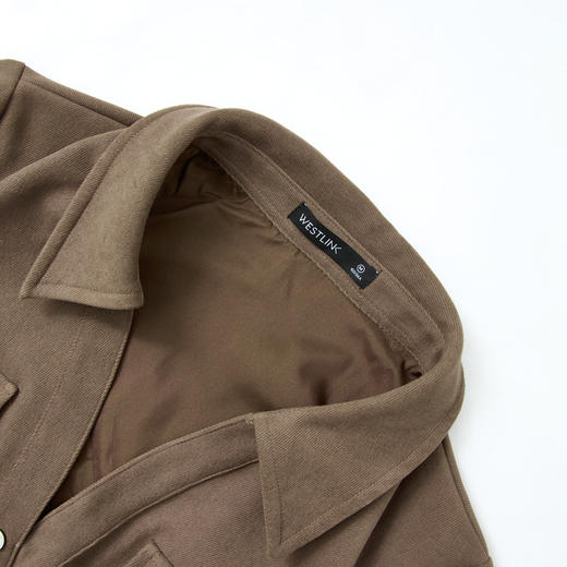 复古简约设计感翻领长袖连衣裙女秋冬保暖磨毛百褶长裙V4142670 商品图5