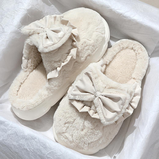 【炒高颜值！甜系可爱】棉拖鞋女冬季保暖防滑厚底家用加绒可爱踩屎感情侣毛毛拖鞋男。ry 商品图2