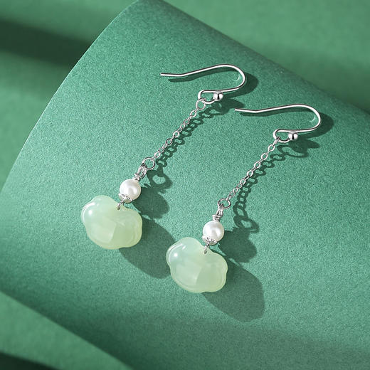 Winy925纯银玉锁平安耳饰送女友闺蜜节日生日礼物 商品图6