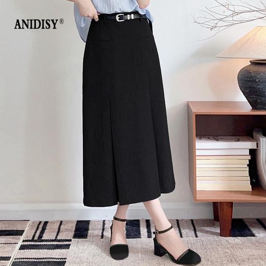 时尚知性高腰拉链皮带抽褶修身半身裙 商品图2