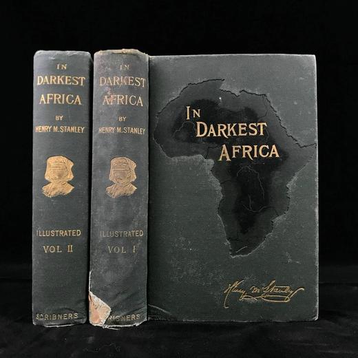 1890年 亨利·莫顿·斯坦利《最黑暗的非洲》（全2卷） 152幅木版画插图与地图 漆布精装大32开 商品图0