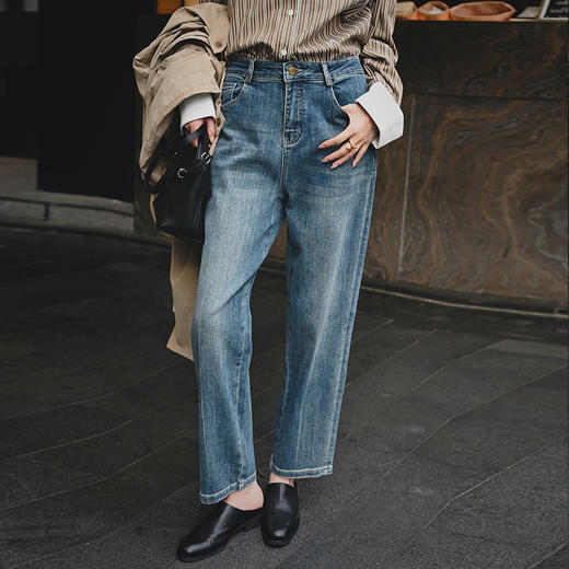 【顺丰包邮】95959 洛诗琳微哈伦小脚口水洗棉玫瑰花刺绣牛仔裤01022 商品图1