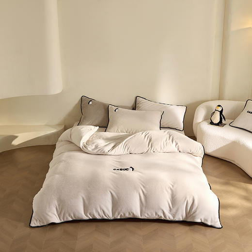 CASUCA 暧噗噗牛奶绒床上四件套秋冬季加绒加厚保暖床笠被套 商品图3