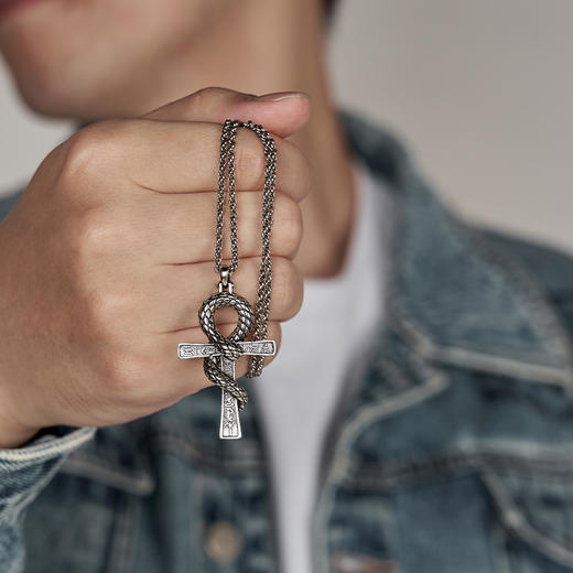 大英博物馆 埃及系列 灵蛇献瑞蛇形安卡复古项链 商品图3