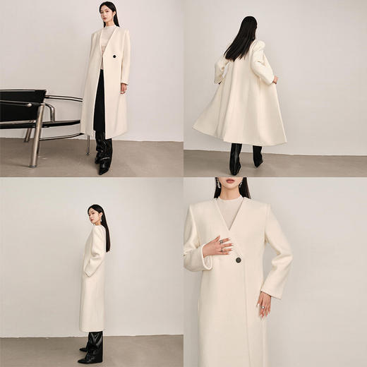 【顺丰包邮】95826 洛诗琳赫本风大V领中长款苏丽绒毛呢大衣 247817 商品图2