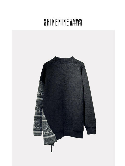 S432843243慵懒拼接针织衫 商品图1