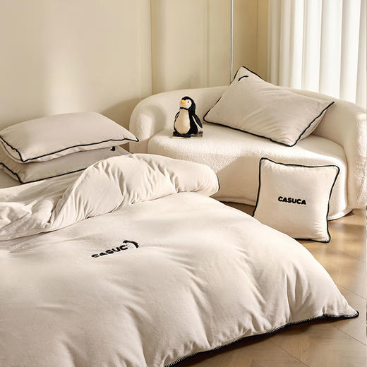 CASUCA 暧噗噗牛奶绒床上四件套秋冬季加绒加厚保暖床笠被套 商品图5