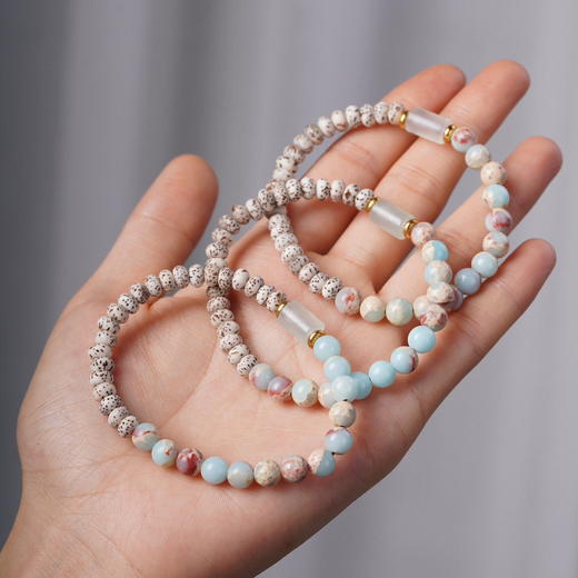 「第2条半价！原创设计」星月菩提手链 寿山石diy手工玉石手串清新女闺蜜礼物时尚饰品 商品图0