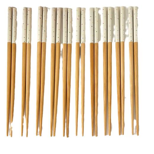 「10双装！元槿竹木」网红居家日用筷子 简约高山楠木竹木筷子餐饮用具花膜筷24cm 商品图4