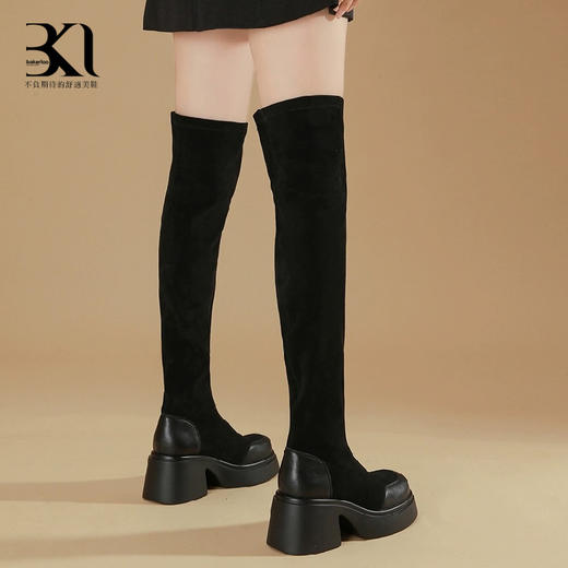 BAKERLOO女鞋牛皮弹力绒过膝长靴 商品图4