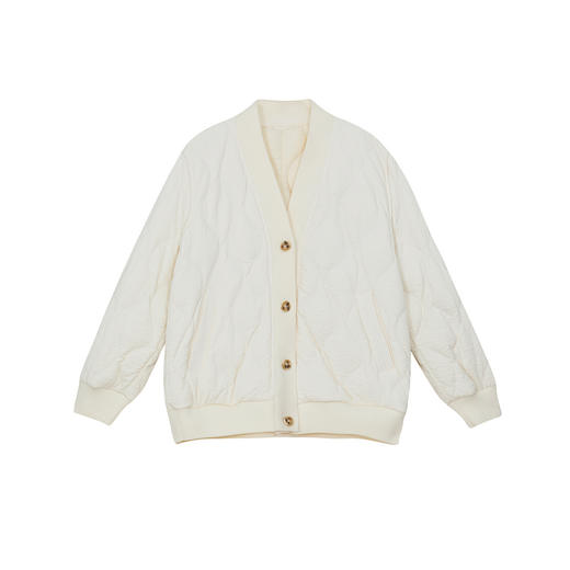 谜底中长款羽绒服女2024冬季新品极简百搭宽松V领鸭绒服244MY1472 商品图4