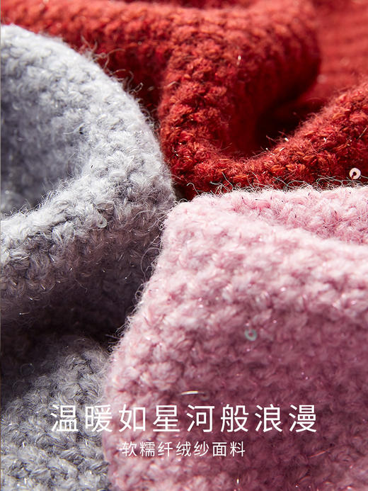 【年终特卖】熙世界小香风复古红色毛衣开衫女2025秋冬新款时尚银丝针织短外套 商品图7