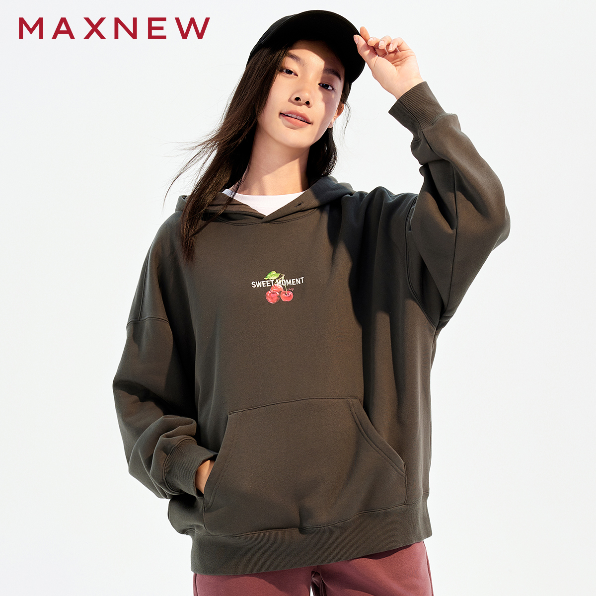 【卫衣】廓形印花连帽卫衣1N4222406