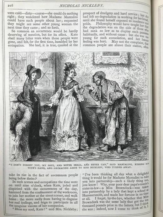 约19世纪后期 狄更斯《尼古拉斯·尼克贝》 59幅插图 真皮精装16开 商品图8