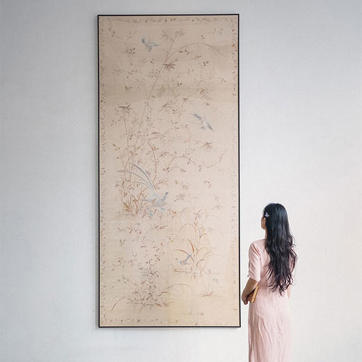 独角鹿西洋古董 20世纪初中国出品「锦上添花」传统花鸟主题粤绣挂屏 商品图1