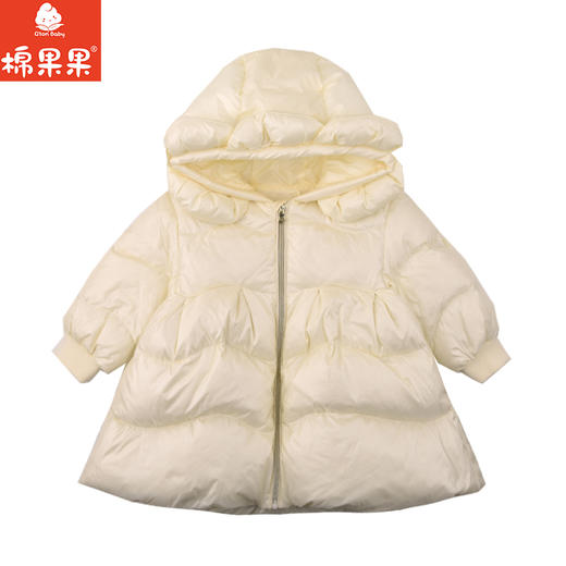棉果果专柜同款冬季新品女童中长款米白洋气羽绒服M422102924544 商品图3