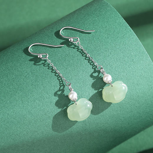 Winy925纯银玉锁平安耳饰送女友闺蜜节日生日礼物 商品图5