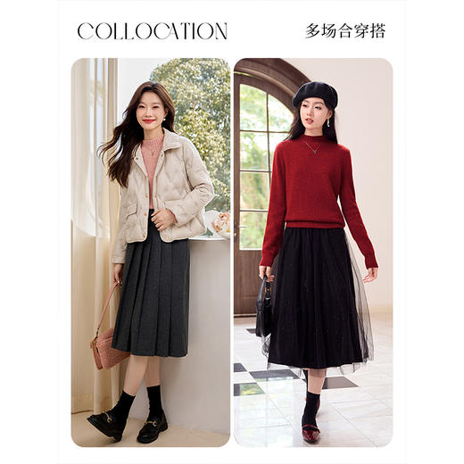 【年货节】熙世界彩点半高领打底羊毛衫女2025秋冬新款长袖内搭红色针织毛衣 商品图4