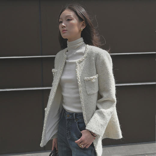 【顺丰包邮】00134 洛诗琳高定*绵羊毛银丝混纺小香风外套女03016 商品图2