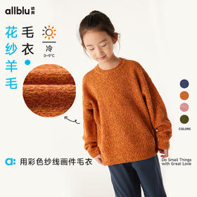 【花纱羊毛】allblu幼岚儿童毛衣女童男童24冬季新款圆领复古上衣