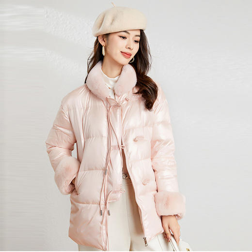 【高货kbnq】全新升级【铂金会员735/天猫989/差价254】(21147) 洛诗琳2024秋冬高级感国风小个子立领保暖短款羽绒服 商品图1