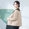 QYM YM-B98826-Y时尚皮外套夹棉保暖秋冬季女装娃娃领薄款棉衣单排扣休闲外套 商品缩略图2