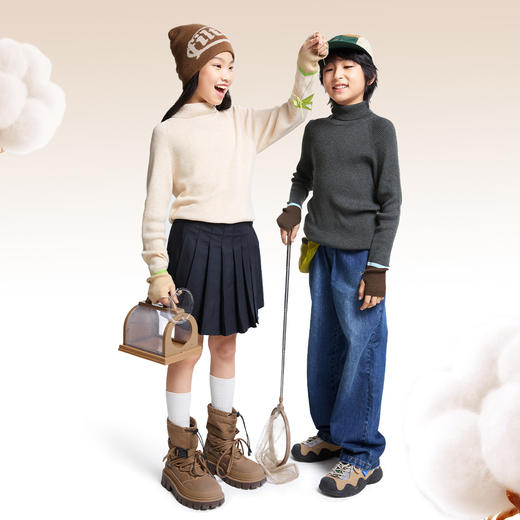 男女童高翻领针织衫冬季新款安奈儿童装EM444602 商品图1