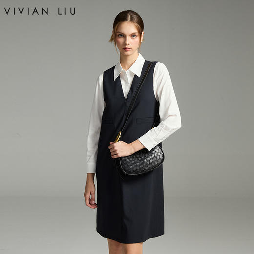 VIVIAN LIU薇薇安刘R2454101秋女装新款宽松中长款无袖背心马甲裙 商品图0